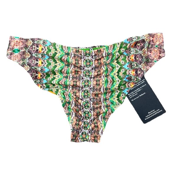 Wolven Fauna Ruched Hipster Bikini Bottom Small New - Picture 2 of 3